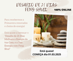 Portugal:
Desafio 21 Dias de Feng Shui - c/ Carla Shakti 