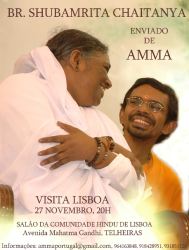 Portugal: Shubamrita, enviado de Amma, em Lisboa, Meditação em Fátima e Satsang