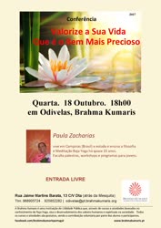 Portugal: Conferência: Valorize a Sua Vida Que é o Bem Mais Precioso – com Paula Zacharias – Brahma Kumaris – Odivelas